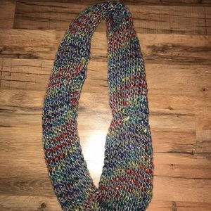 Knitted colorful infinity scarf